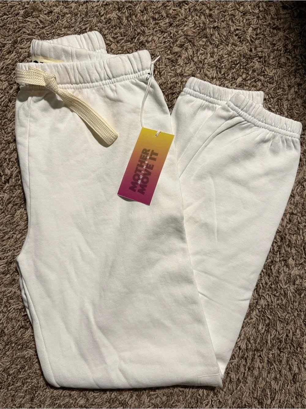 MOTHER ✨ Move It ✨ The Bender sweatpants 100% cotton. NWT ✨ WHITE - Picture 2 of 4